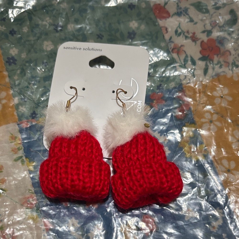 Icing Red and White Santa Hat Earrings